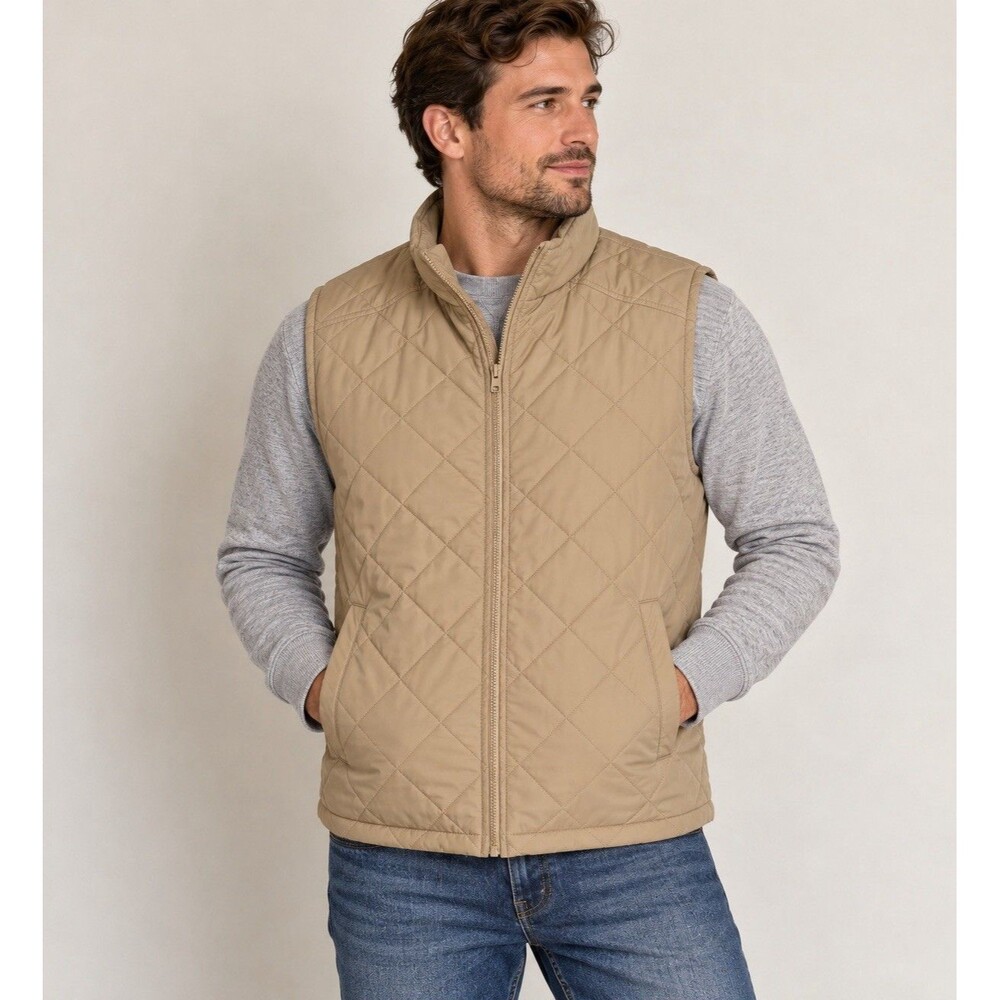 Goodfellow & Co Men's XL Tan Quilted Insulated Vest Full Zip NWT